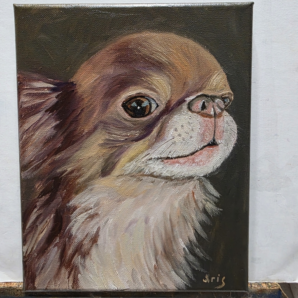 Abstract oil Painting cute dog, Chihuahua
